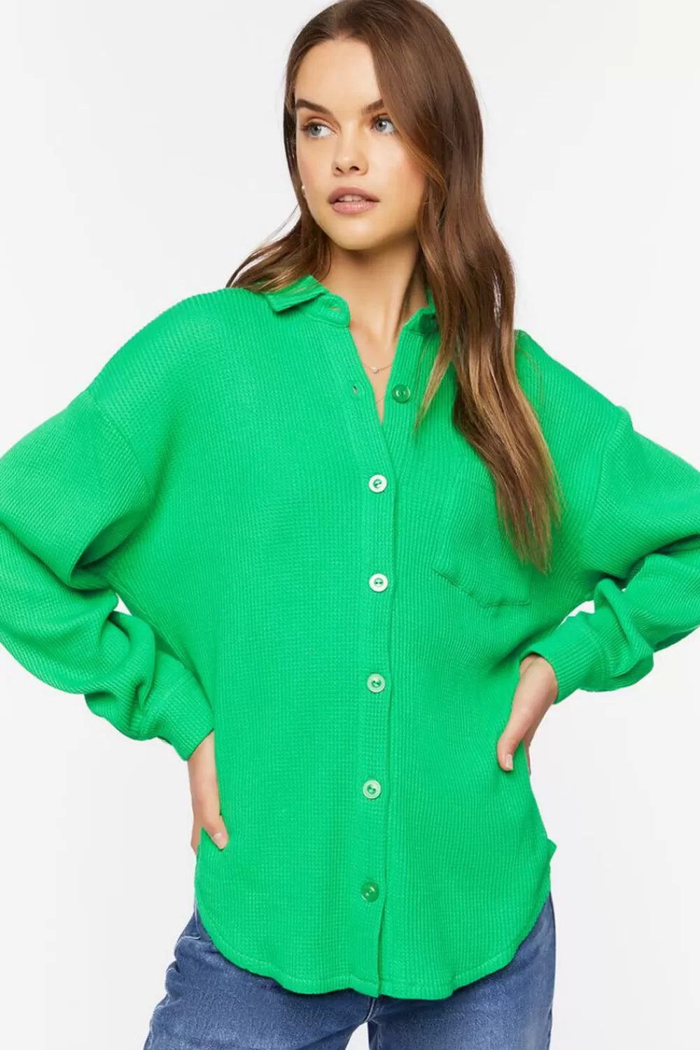 Forever 21 Waffle Knit Drop-Sleeve Shirt | Women Tops
