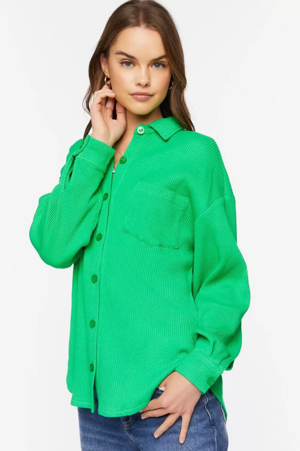 Forever 21 Waffle Knit Drop-Sleeve Shirt | Women Tops