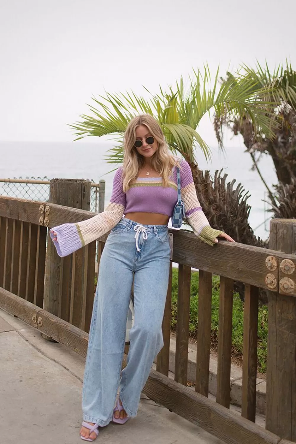 Bottoms>Forever 21 Wide-Leg Drawstring Jeans Light Denim