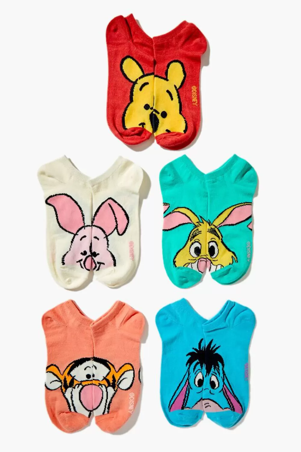 Socks + Tights>Forever 21 Winnie The Pooh Ankle Socks - 5 Pack Blue/Multi