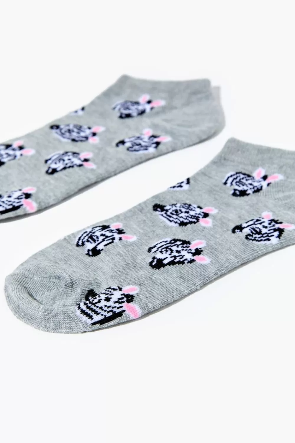 Socks + Tights>Forever 21 Zebra Ankle Socks Heather Grey/Multi
