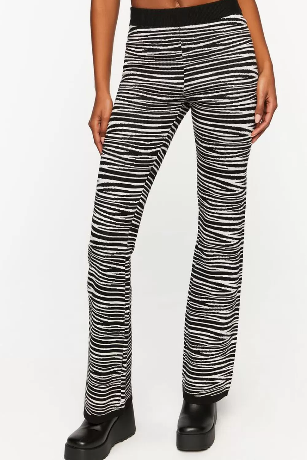 Matching Sets>Forever 21 Zebra Print Flare Pants Black/White